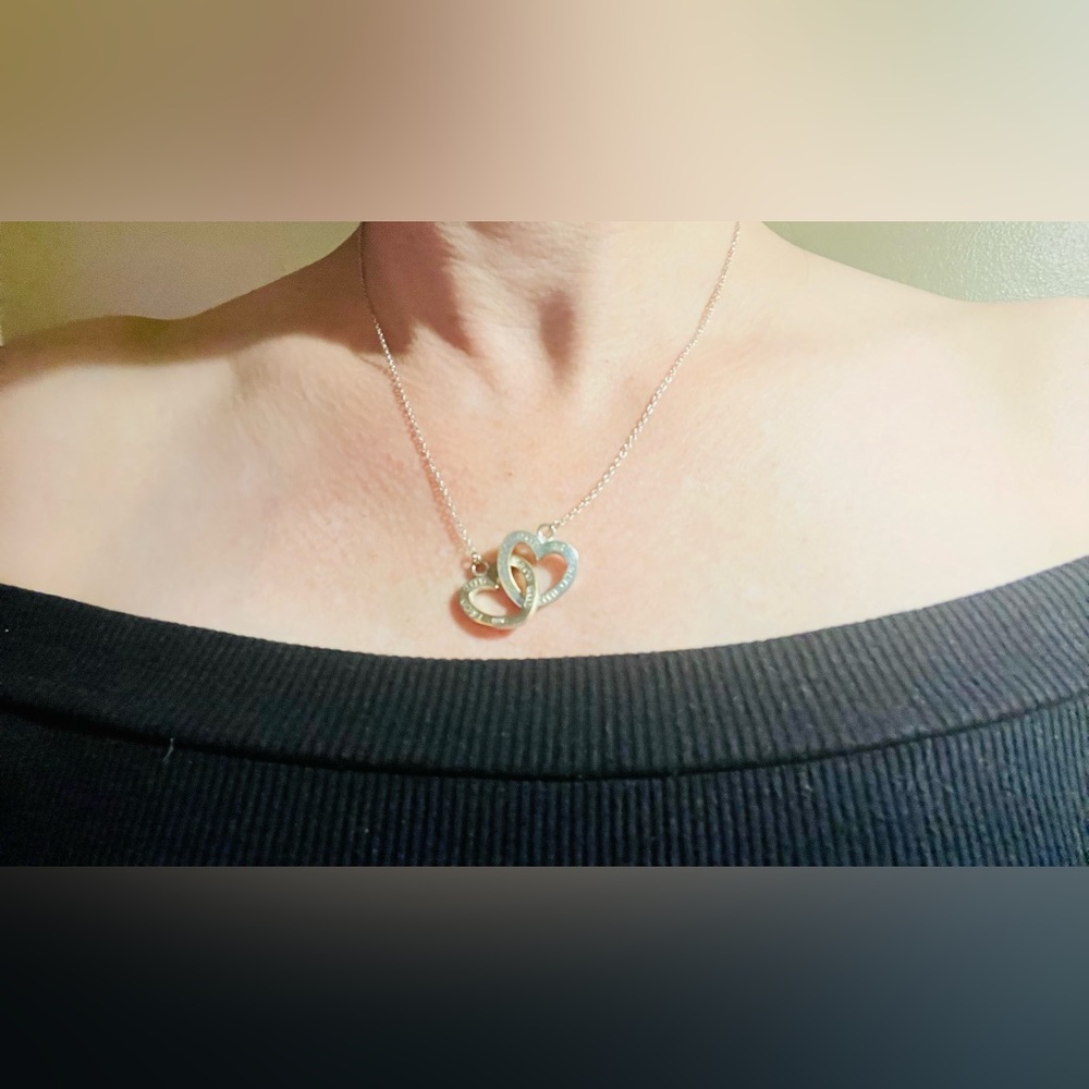Tiffany & Co Reversible Interlocking Double Open Heart Necklace